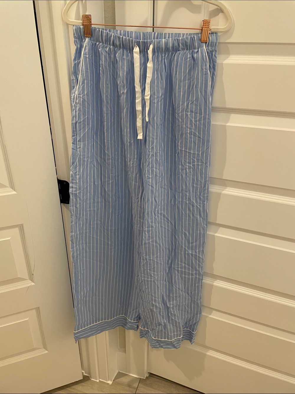 stars above Light Blue & White Pinstripe Lounge Pants